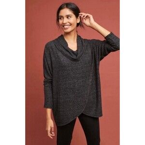 Anthropologie Saturday Sunday Sweater Womens XS Gray Cowl Neck Relaxed Tunic